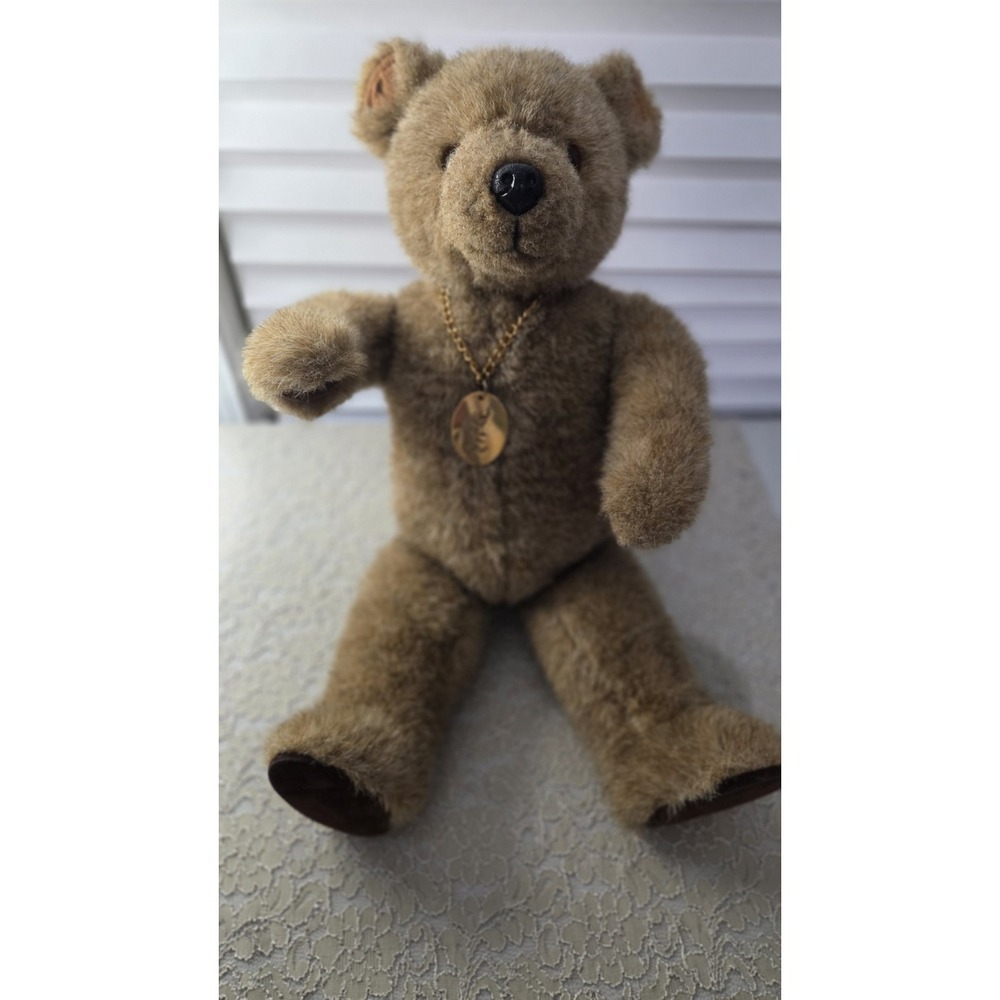 Vintage 1980s Light Brown Mohair Little Folk‎ Teddy Bear Tiverton Devon UK 12in